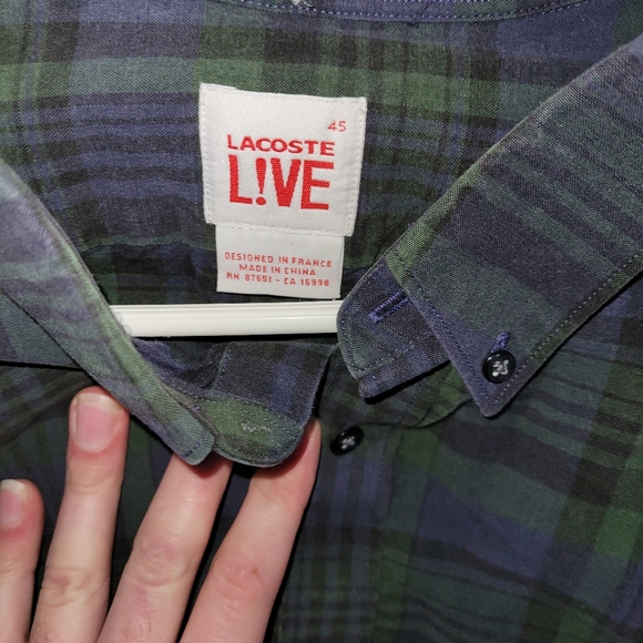 Lacoste Live Green Blue Dress Shirt - Picture 2 of 4